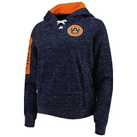 Women's Colosseum Navy Auburn Tigers The Devil Speckle Lace-Placket Raglan Pullover Hoodie