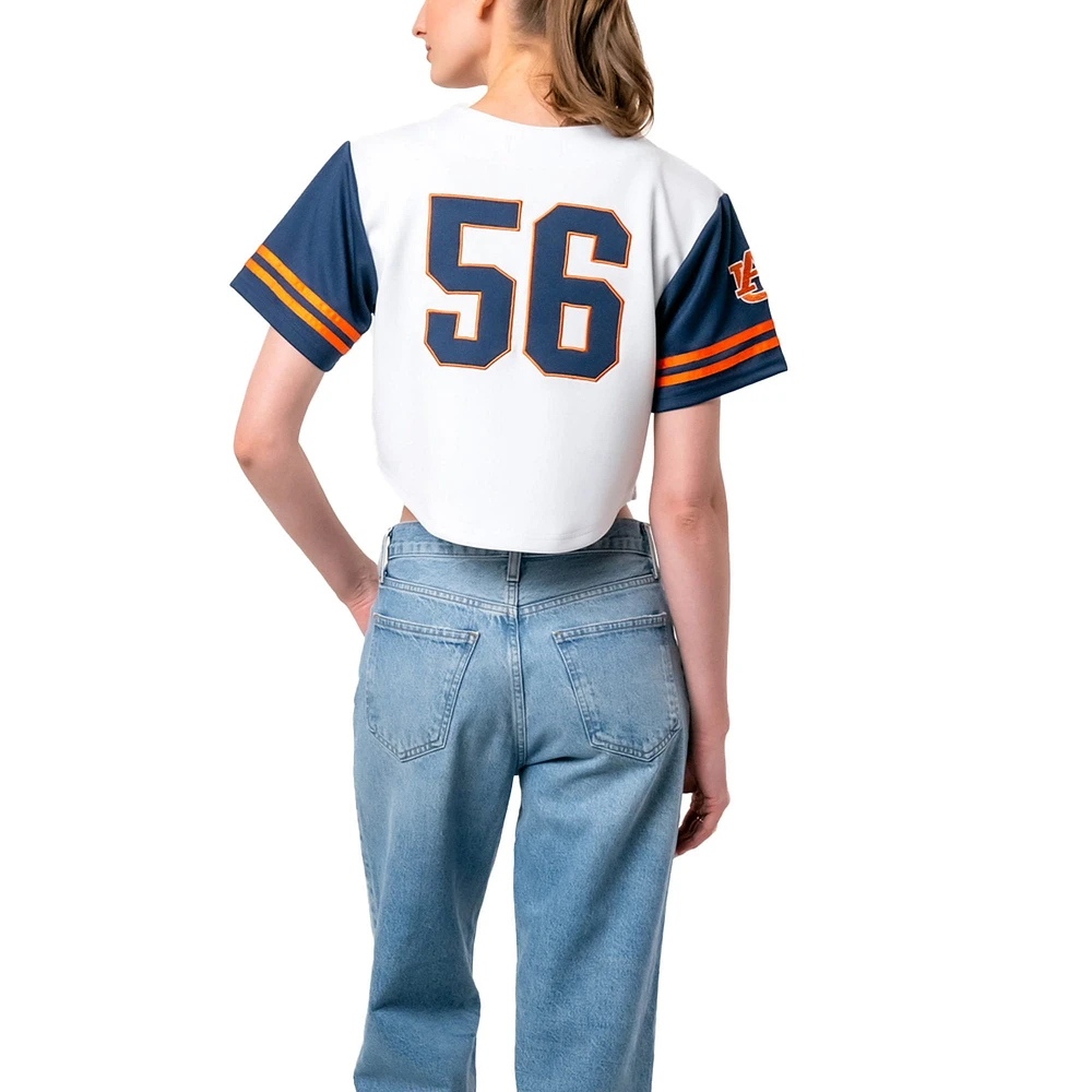 Women's Established & Co. White Auburn Tigers Baseball Jersey Cropped T-Shirt