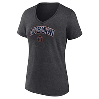 Women's Fanatics Heather Charcoal Auburn Tigers Campus V-Neck T-Shirt