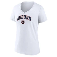 Women's Fanatics White Auburn Tigers Campus V-Neck T-Shirt