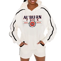 Women's Gameday Couture Cream Auburn Tigers Down, Set, Go Pullover Hoodie and Shorts Set