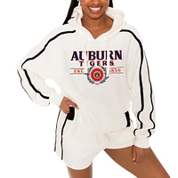 Women's Gameday Couture Cream Auburn Tigers Down, Set, Go Pullover Hoodie and Shorts Set