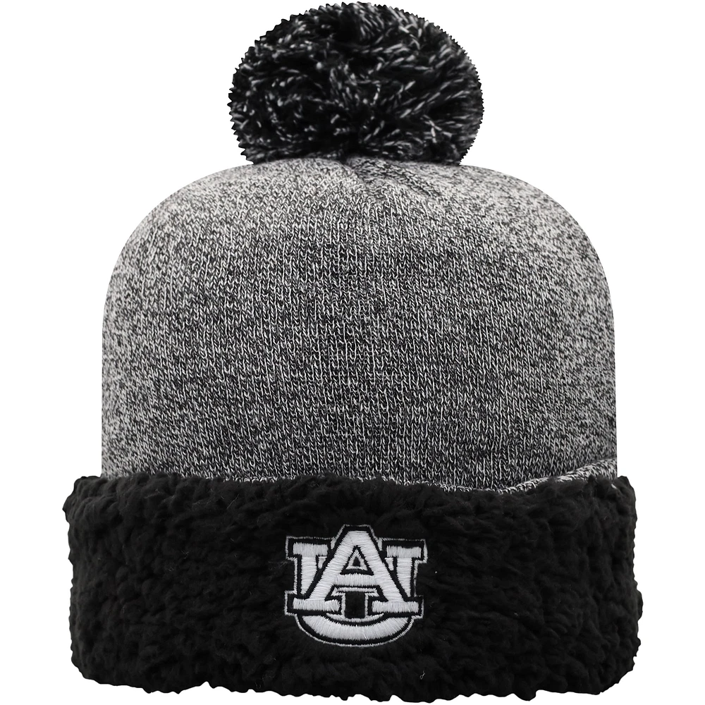 Bonnet en tricot à revers ajusté noir Auburn Tigers avec pompon pour femmes Top of the World