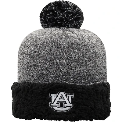 Bonnet en tricot à revers ajusté noir Auburn Tigers avec pompon pour femmes Top of the World