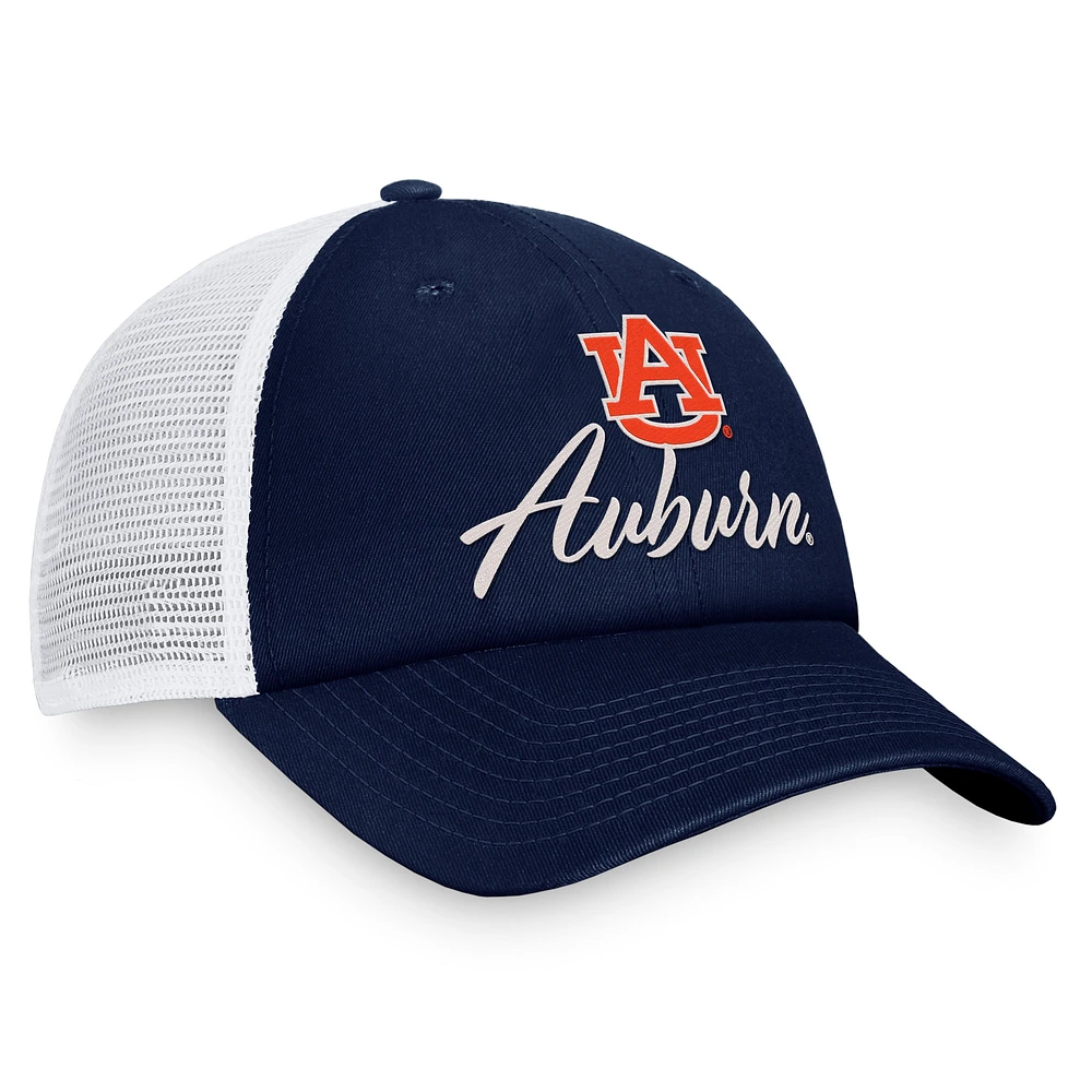 Casquette réglable Top of the World pour femmes, bleu marine/blanc, Auburn Tigers Charm Trucker