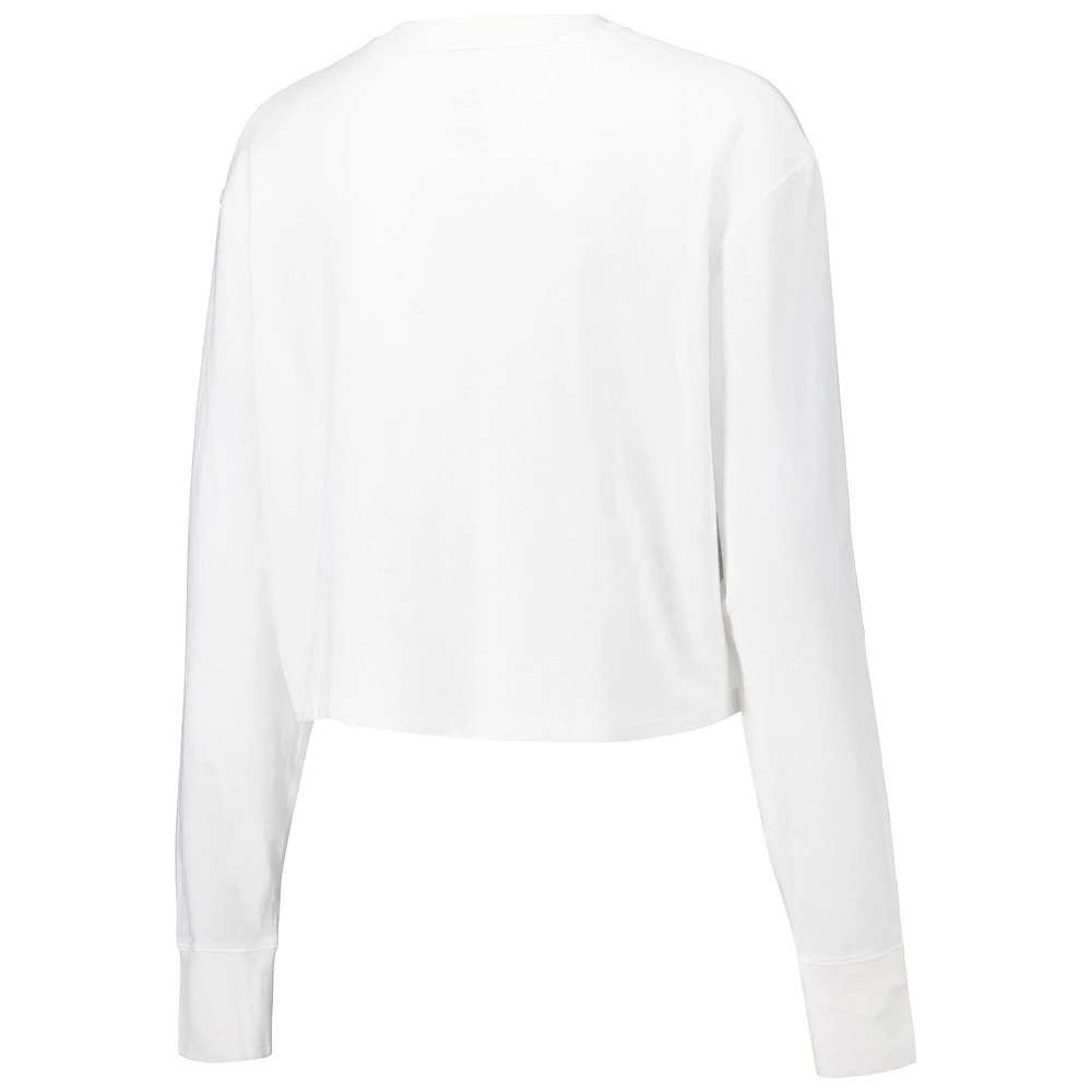 Women's Under Armour White Auburn Tigers Inline All Day Tri-Blend Cropped Long Sleeve T-Shirt