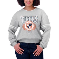 Women's WEAR by Erin Andrews Heather Gray Auburn Tigers Classic Stripe Pullover Sweater
