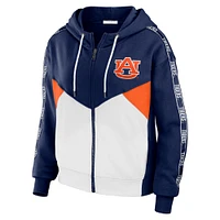 Women's WEAR by Erin Andrews Navy Auburn Tigers Colorblock Full-Zip Hoodie Jacket