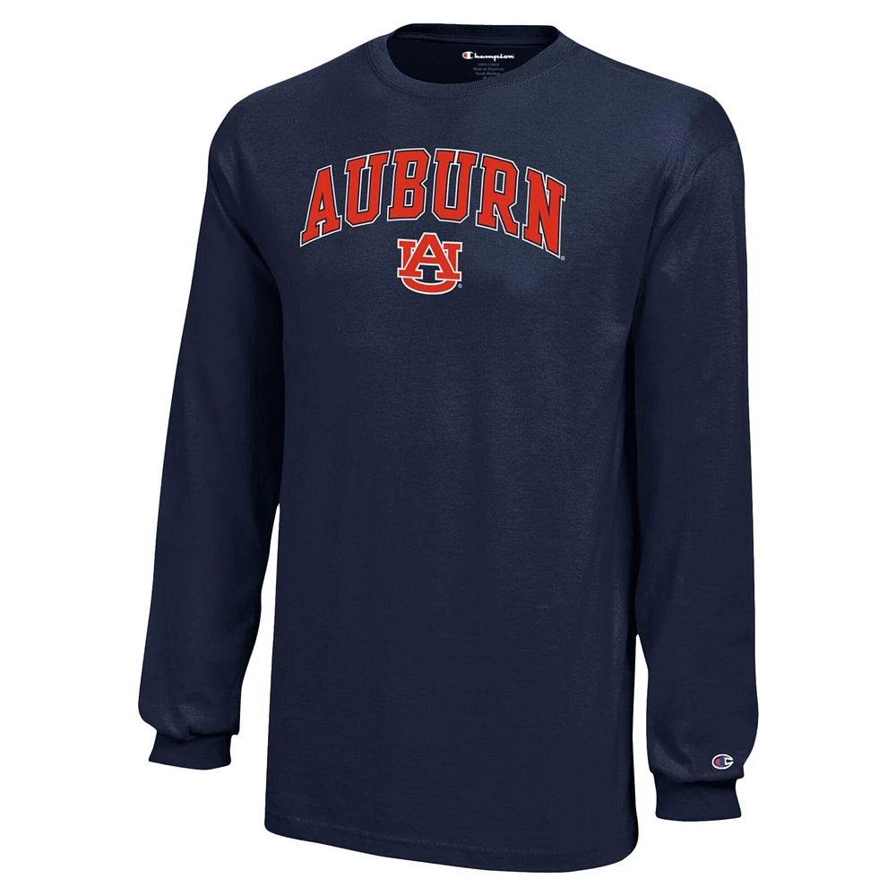 Youth Champion Navy Auburn Tigers Arch Over Logo Long Sleeve T-Shirt