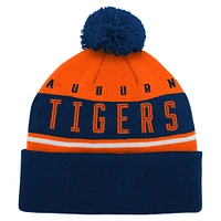 Youth Navy Auburn Tigers Redzone Jacquard Cuffed Knit Hat with Pom