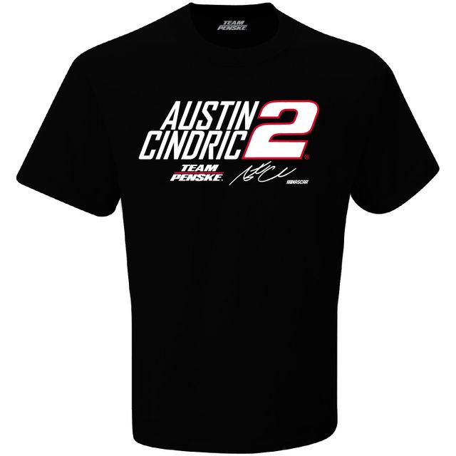 T-shirt noir Austin Cindric avec nom et numéro de l'équipe Penske pour hommes