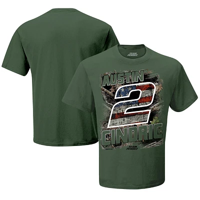 Men's Team Penske Olive Austin Cindric Camo Patriotic T-Shirt