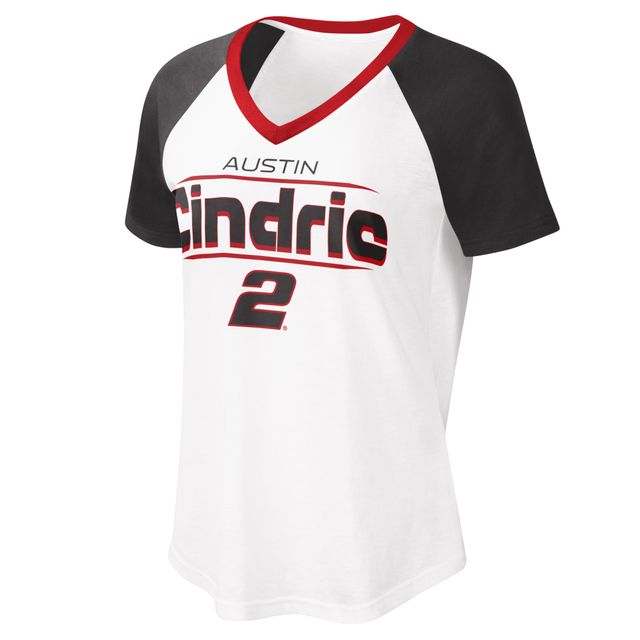 T-shirt à encolure en V pour femmes Austin Cindric Overtime G-III 4Her by Carl Banks blanc