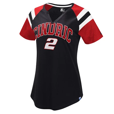 Women's Starter Black/Red Austin Cindric Game On Notch V-Neck T-Shirt