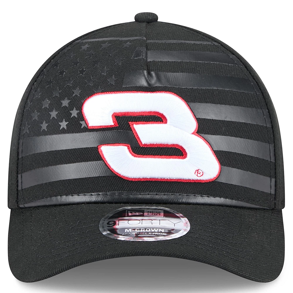 Men's New Era Black Austin Dillon American Flag 9FORTY M-Crown A-Frame Adjustable Hat