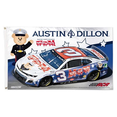 WinCraft Austin Dillon Toys For Tots Drapeau de luxe unilatéral 3' x 5'