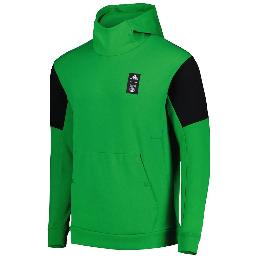 Men's adidas Green Austin FC 2023 Player Travel Pullover Hoodie