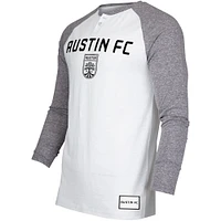 T-shirt à manches longues Concepts Sport blanc/charbon Austin FC Concord Henley Raglan pour hommes