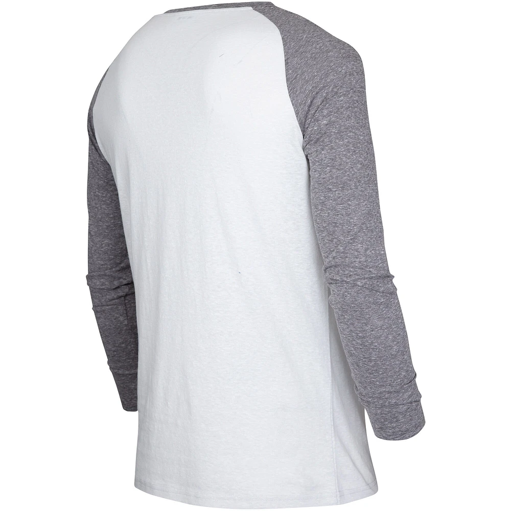 T-shirt à manches longues Concepts Sport blanc/charbon Austin FC Concord Henley Raglan pour hommes