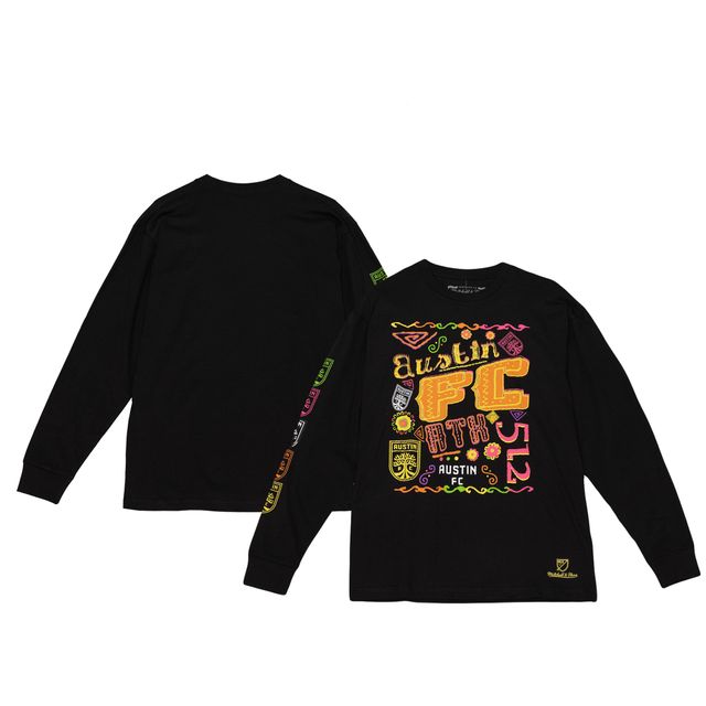 T-shirt à manches longues noir Austin FC Papel Picado Mitchell & Ness pour homme