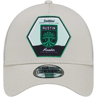 Men's New Era Cream Austin FC Established Patch 9FORTY A-Frame Trucker Adjustable Hat
