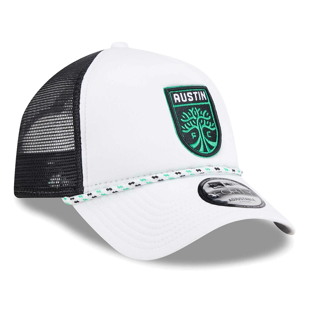Men's New Era White/Black Austin FC Court Sport Foam A-Frame 9FORTY Adjustable Trucker Hat
