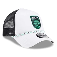 Men's New Era White/Black Austin FC Court Sport Foam A-Frame 9FORTY Adjustable Trucker Hat