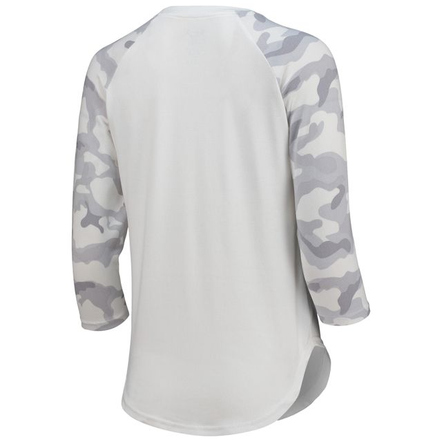 Haut raglan à manches 3/4 Composite Austin FC Concepts Sport pour femme, blanc/gris