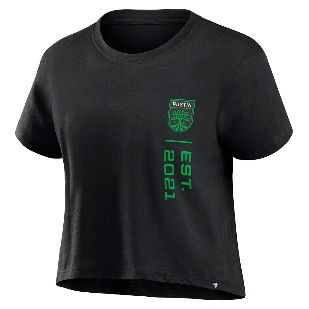 Women's Fanatics Black Austin FC Chip Pass Fashion Cropped T-Shirt