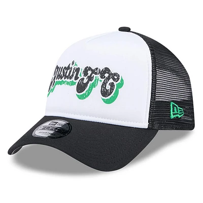 Casquette Snapback Austin FC Throwback A-Frame Trucker 9FORTY New Era pour femme, blanc/noir