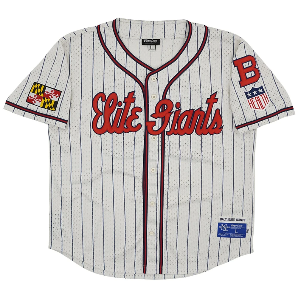 Men's Rings & Crwns #28 Cream Baltimore Elite Giants Mesh Button-Down Replica Jersey