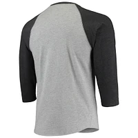 Men's Stitches Heathered Gray/Black Baltimore Elite Giants Negro League Wordmark Raglan 3/4-Sleeve T-Shirt