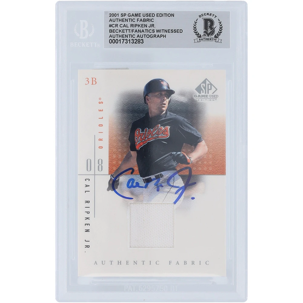 Cal Ripken Jr. Baltimore Orioles Autographed 2001 Upper Deck SP Game-Used Authentic Fabric Jersey Relic #CR Beckett Fanatics Witnessed Authenticated Card