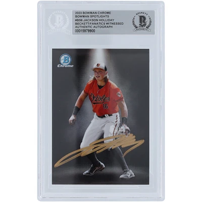 Jackson Holliday Baltimore Orioles Autographié 2023 Bowman Chrome Spotlights Gold Ink #BS-6 Beckett Fanatics Witnessed Authenticated Card