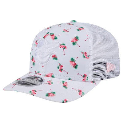 Casquette extensible à bouton-pression 9SEVENTY Flamingo blanche des Baltimore Orioles de New Era pour homme