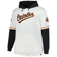 Men's '47 White/Black Baltimore Orioles Big & Tall Trifecta Shortstop Pullover Hoodie