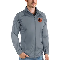 Men's Antigua Gray Baltimore Orioles Links Full-Zip Golf Jacket