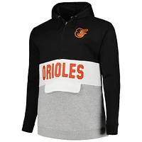 Men's Black/Heather Gray Baltimore Orioles Big & Tall Hoodie Half-Zip Sweatshirt
