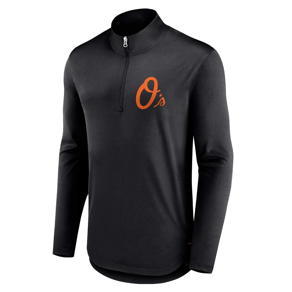 Men's Fanatics Black Baltimore Orioles Tough Minded Lightweight Quarter-Zip Pullover