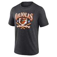 Men's Fanatics Heather Charcoal Baltimore Orioles Home Team Tri-Blend T-Shirt