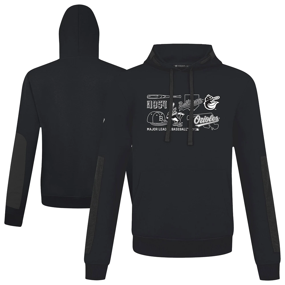 Men's Levelwear  Black Baltimore Orioles Cooperstown Collection Bombay Campaign Pullover Hoodie