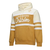 Sweat à capuche Mitchell & Ness pour homme, couleur beige/crème, entraîneur-chef des Orioles de Baltimore