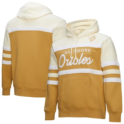 Sweat à capuche Mitchell & Ness pour homme, couleur beige/crème, entraîneur-chef des Orioles de Baltimore