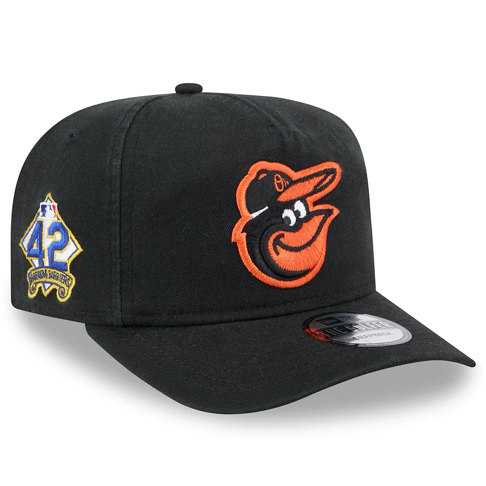 Men's New Era Black Baltimore Orioles 2025 Jackie Robinson Day Golfer Adjustable Hat