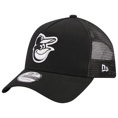Casquette réglable noire A-Frame 9FORTY Trucker des Orioles de Baltimore New Era pour hommes