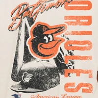 Men's New Era Cream Baltimore Orioles Cooperstown Collection Oversized Throwback Distressed T-Shirt