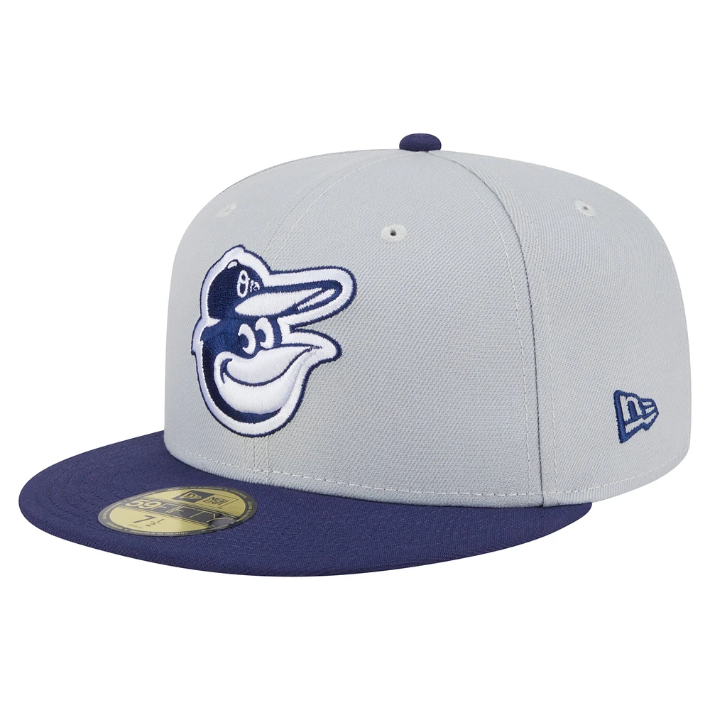 Men's New Era Gray/Navy Baltimore Orioles Colorpack Two-Tone 59FIFTY Fitted Hat