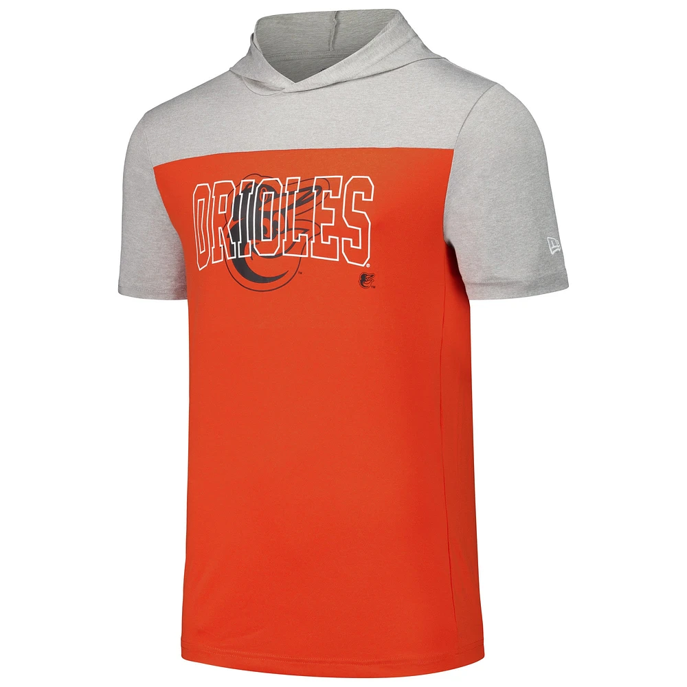 Men's New Era Orange Baltimore Orioles Active Brushed Hoodie T-Shirt