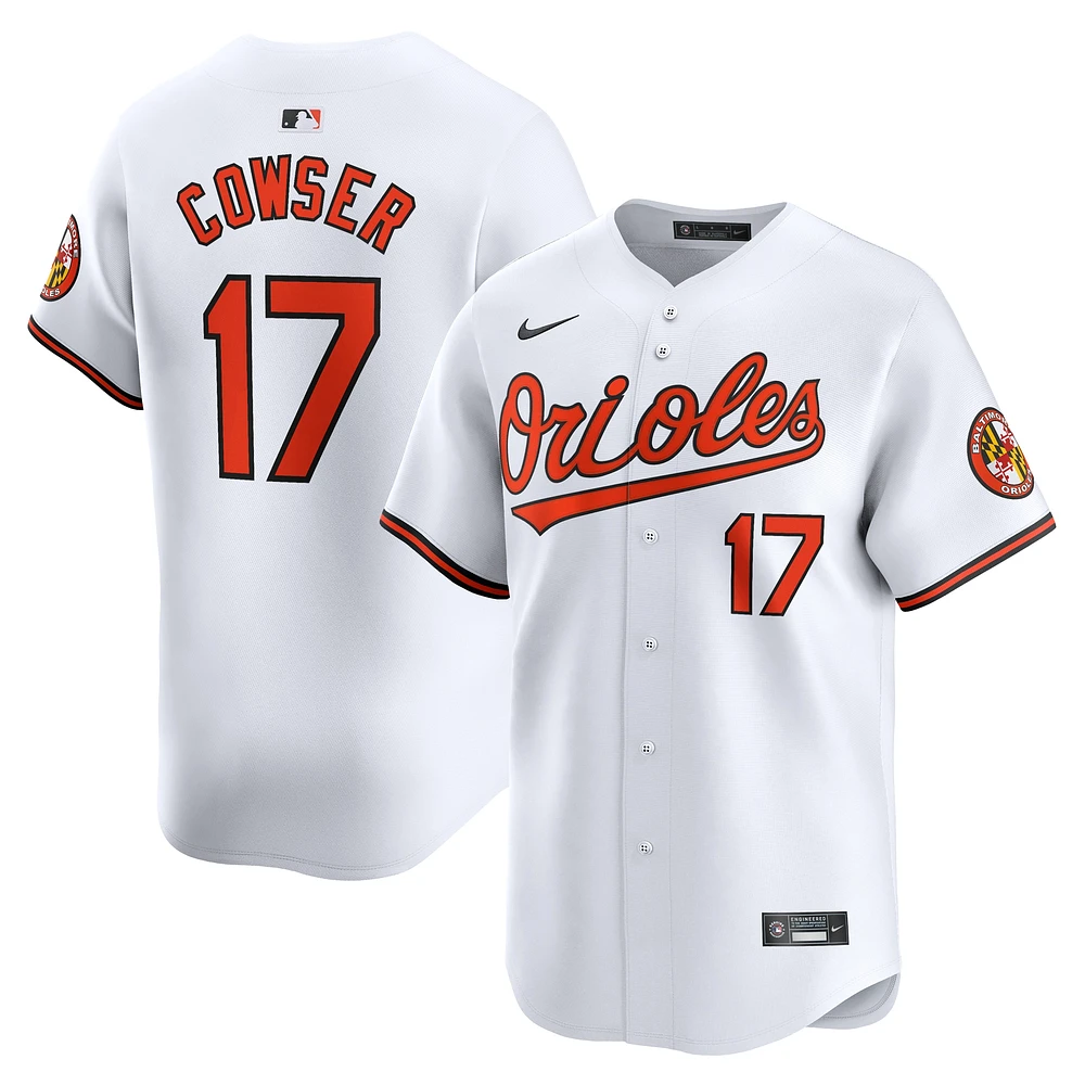 Maillot de joueur Nike Colton Cowser blanc Baltimore Orioles Home Limited pour homme