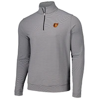 Men's Peter Millar Black Baltimore Orioles Perth Sugar Stripe Performance Quarter-Zip Top